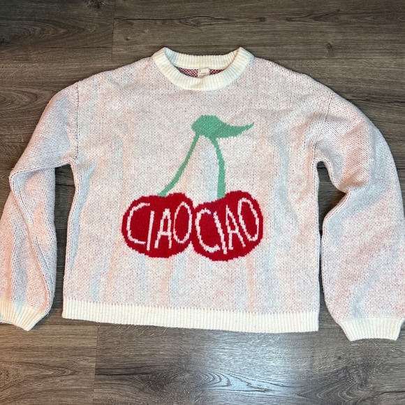 a new day Sweaters - A New Day Womens Sweater Medium M Pink Cherries CIAOCIAO Knit Pullover NWT